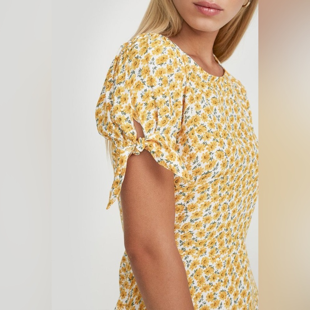 Faithfull The Brand Yellow Floral Women's Sun Dress Mini Dress - Picture 6 of 15